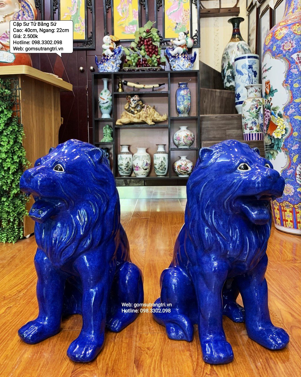 Cặp Tượng Sư Tử Bằng Sứ